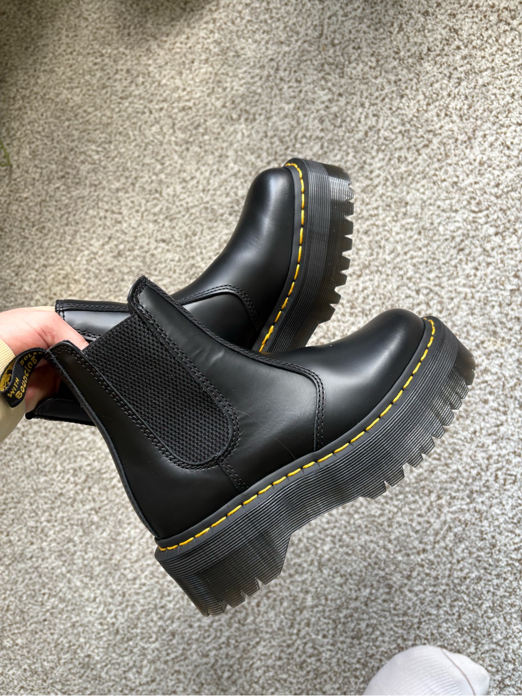 Dr. Martens Black Leather Platform Chelsea Boots